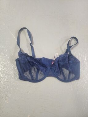 Adore Me Sheer Lace Underwire Bra - Navy
